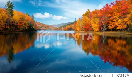 Autumn Reflections in a New England Lake Autumn Reflections in a New England Lake 116928479