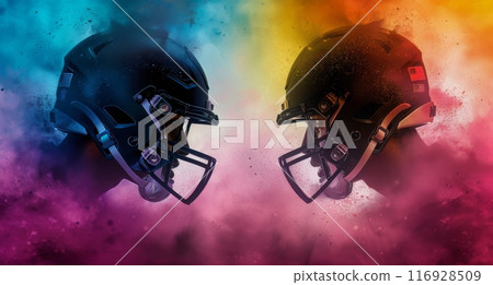 Football Players Facing Off 116928509