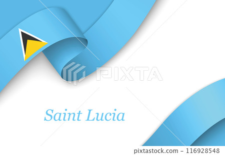 Ribbon with fllag of Saint Lucia on white background 116928548