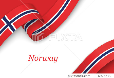 Ribbon with fllag of Norway on white background 116928579