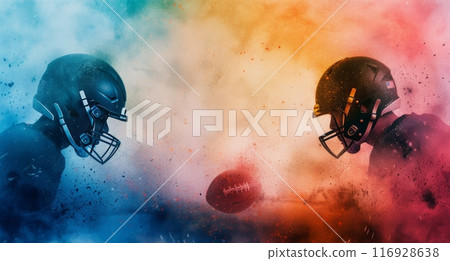 Football Players Facing Off 116928638