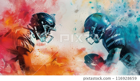 Football Players Facing Off 116928659