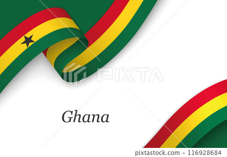 Ribbon with fllag of Ghana on white background 116928684