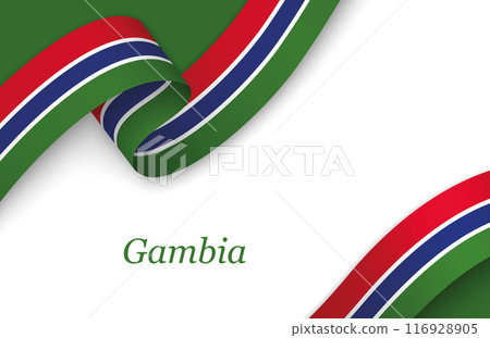 Ribbon with fllag of Gambia on white background 116928905