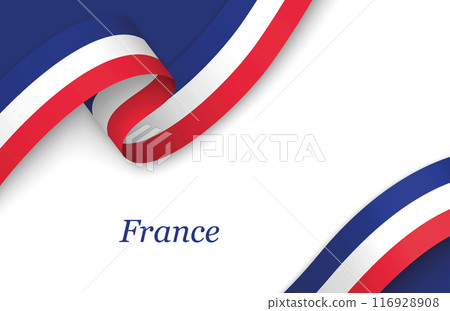 Ribbon with fllag of France on white background 116928908