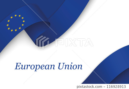 Ribbon with fllag of European Union on white background 116928913