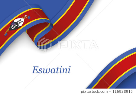 Ribbon with fllag of Eswatini on white background Ribbon with fllag of Eswatini on white background 116928915
