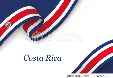 Ribbon with fllag of Costa Rica on white background 116928942