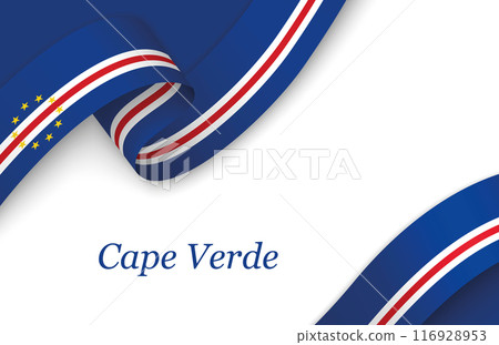 Ribbon with fllag of Cape Verde on white background 116928953