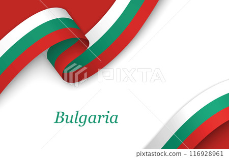 Ribbon with fllag of Bulgaria on white background 116928961