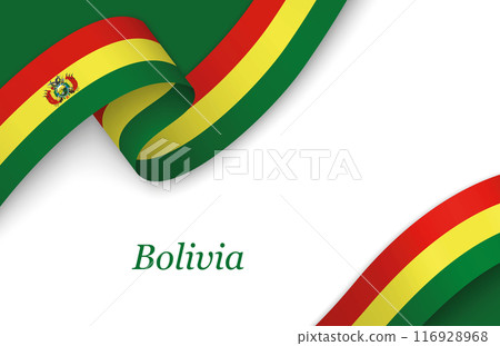 Ribbon with fllag of Bolivia on white background 116928968