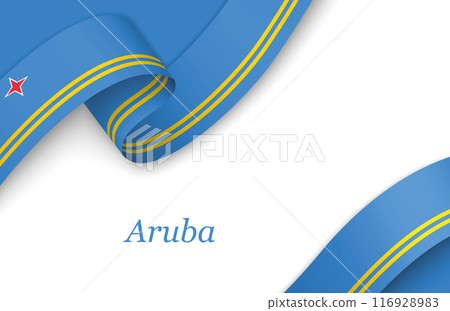 Ribbon with fllag of Aruba on white background 116928983