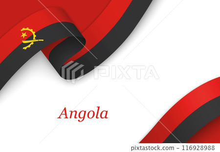 Ribbon with fllag of Angola on white background 116928988