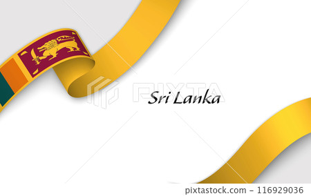 Curved ribbon with fllag of Sri Lanka on white background 116929036