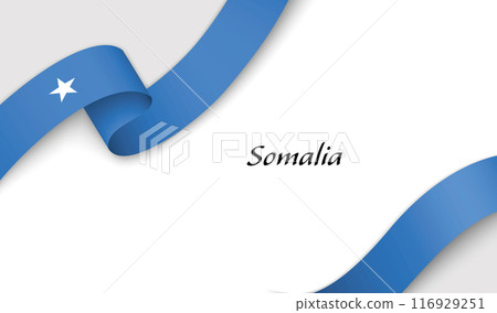 Curved ribbon with fllag of Somalia on white background 116929251