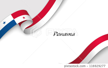 Curved ribbon with fllag of Panama on white background 116929277