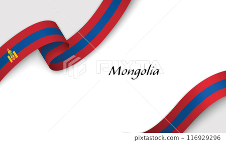 Curved ribbon with fllag of Mongolia on white background 116929296