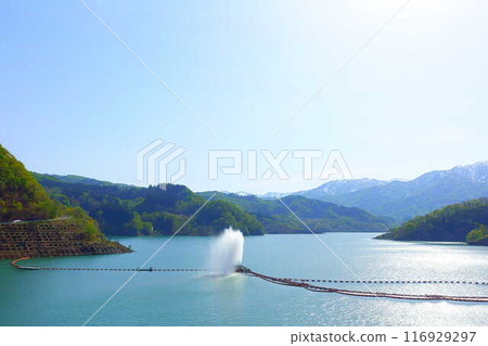 Sagae Dam Gassan Lake Large Fountain Gassan Nishikawa Town 116929297