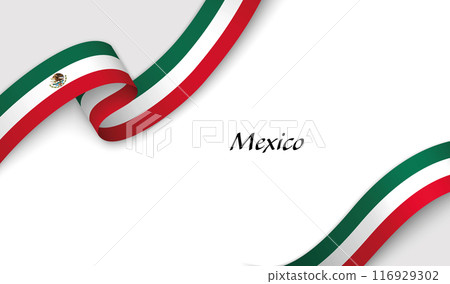 Curved ribbon with fllag of Mexico on white background Curved ribbon with fllag of Mexico on white background 116929302