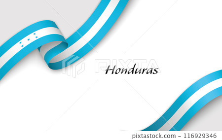 Curved ribbon with fllag of Honduras on white background Curved ribbon with fllag of Honduras on white background 116929346