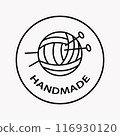 Handmade Yarn Knitting Logo. Knitted Ball Badge 116930120
