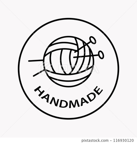 Handmade Yarn Knitting Logo. Knitted Ball Badge 116930120