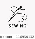 Sewing Logo Design Needle and Thread Badge 116930132