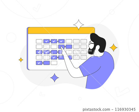 Marketing roadmap planning calendar. Project management business development and strategic plan with marketing goals, tactics, timelines and resources to guide marketing efforts. Vector illustration 116930345