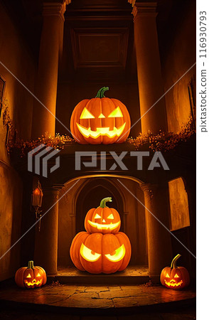 halloween pumpkin and candle 116930793