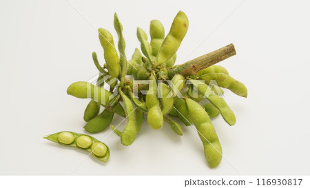 Edamame beans on the stem (raw) Edamame beans on the stem (raw) 116930817