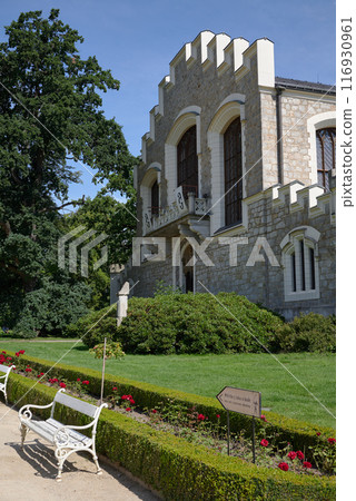 Hluboka historic castle in Hluboka nad Vltavou in South Bohemia, one of the most famous and visited castles in Czech Republic Hluboka historic castle in Hluboka nad Vltavou in South Bohemia, one of the most famous and visited castles in Czech Republic 116930961