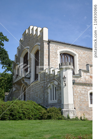 Hluboka historic castle in Hluboka nad Vltavou in South Bohemia, one of the most famous and visited castles in Czech Republic Hluboka historic castle in Hluboka nad Vltavou in South Bohemia, one of the most famous and visited castles in Czech Republic 116930966