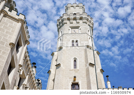 Hluboka historic castle in Hluboka nad Vltavou in South Bohemia, one of the most famous and visited castles in Czech Republic 116930974