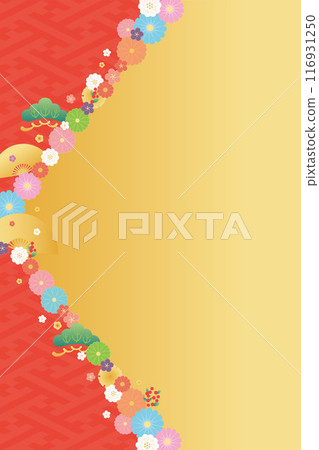 Background material-Flowers, plum blossoms and fans 2024-11 Vector 116931250