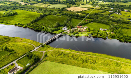 Aerial view of Rosscor Bridge in Enniskillen, Northern Ireland 116931690