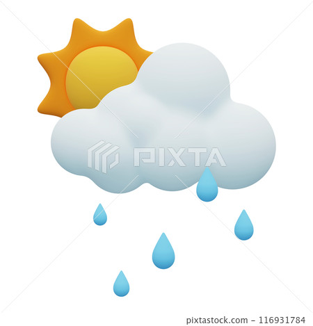 cloudy weather with rain drops 3D graphic 116931784