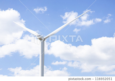 Wind turbines in the blue sky on a sunny day, produced electricity from pure energy. Wind turbines in the blue sky on a sunny day, produced electricity from pure energy. 116932051