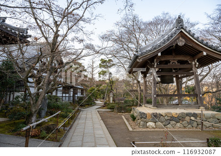 Kyoto, Japan - January 8, 2024: Jojakko-ji Temple, a Buddhist temple temple in the quiet forest of Ukyo District, Kyoto, Japan Kyoto, Japan - January 8, 2024: Jojakko-ji Temple, a Buddhist temple temple in the quiet forest of Ukyo District, Kyoto, Japan 116932087