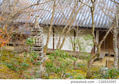 Kyoto, Japan - January 8, 2024: Jojakko-ji Temple, a Buddhist temple temple in the quiet forest of Ukyo District, Kyoto, Japan Kyoto, Japan - January 8, 2024: Jojakko-ji Temple, a Buddhist temple temple in the quiet forest of Ukyo District, Kyoto, Japan 116932095