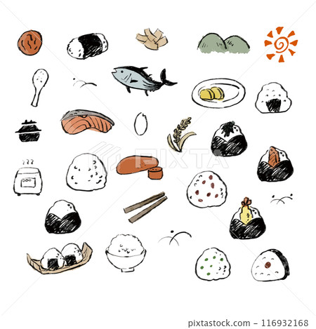 Hand-drawn rice ball illustration set 116932168