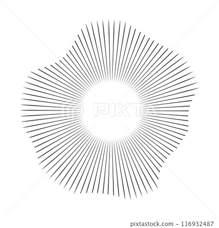 Radial sound wave concentric audio rhythm line dynamic set. Radial signal or vibration elements. Depicting audio music 116932487