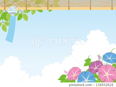 Summer-inspired wind chimes and morning glories background_horizontal Summer-inspired wind chimes and morning glories background_horizontal 116932628