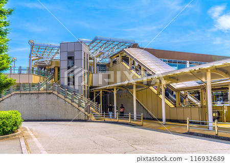 Sagamihara cityscape in Japan in July. View of JR Yokohama Line's Fuchinobe Station and other areas (July 21st) 116932689