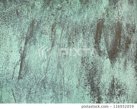 Oxidized rusty metal with blue and green copper patina  116932859