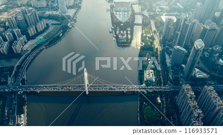 Aerial view of night landscape in Guangzhou city, China Aerial view of night landscape in Guangzhou city, China 116933571