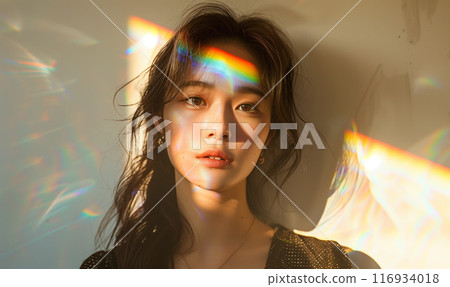 沐浴在明亮燈光下的女人 116934018
