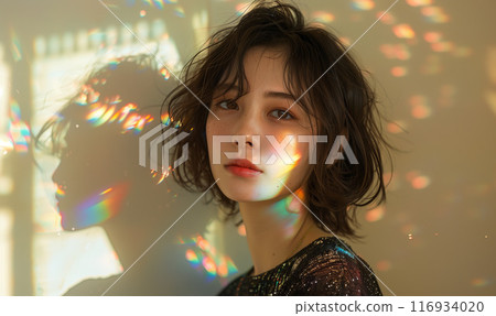 沐浴在明亮燈光下的女人 116934020