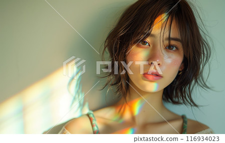 沐浴在明亮燈光下的女人 116934023