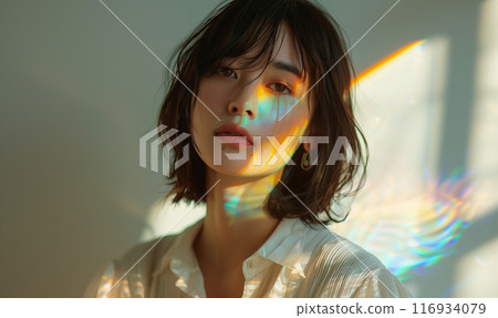 沐浴在明亮燈光下的女人 116934079