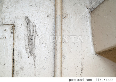 Big wet black mold and cracks a on the wall 116934228